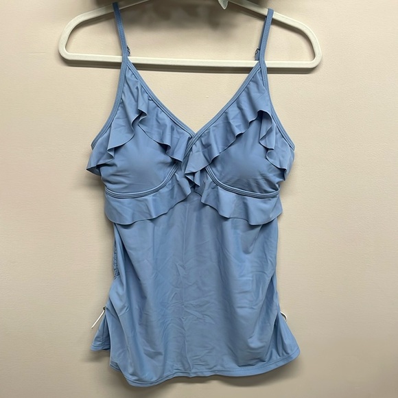 NWT Summer Mae Maternity Tankini Swimsuit Ruffle V-neck Ruched Tie Sides M - Picture 1 of 16